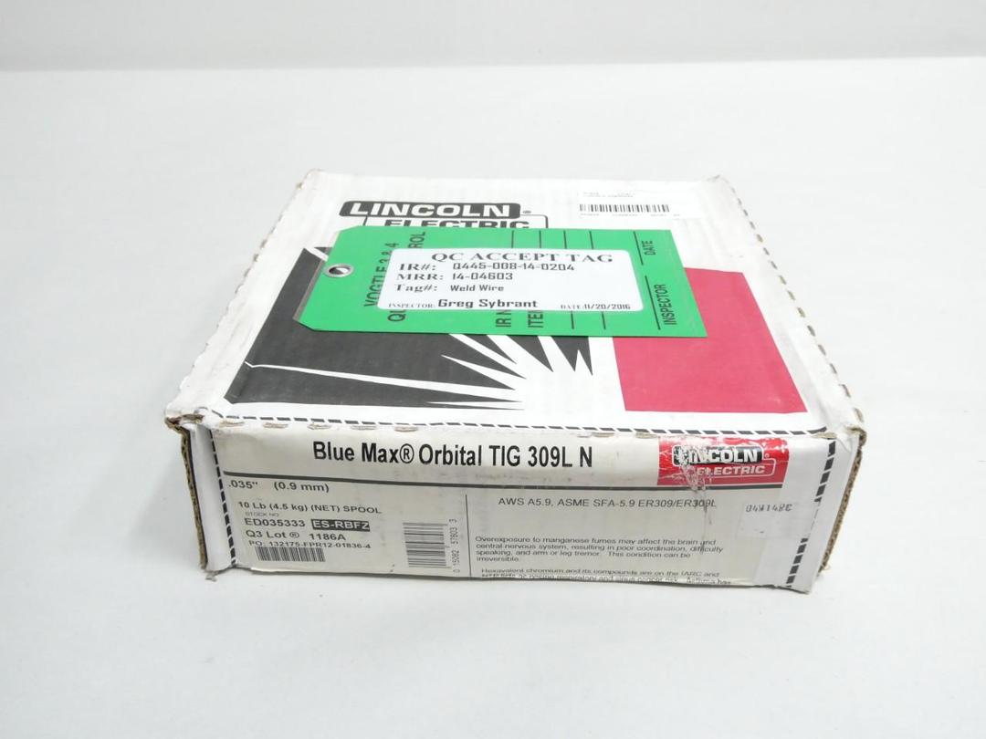 LINCOLN ED035333 BLUE MAX ORBITAL TIG 309LN WELDING WIRE 0.035IN 10LB
