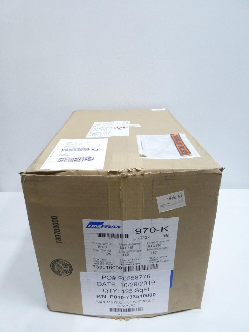 UNIFRAX 970-K 733510000 CERAMIC FIBER PAPER 1/4IN X 24IN 125SQ-FT