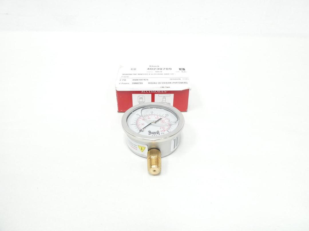 WINTERS PFQ802 PRESSURE GAUGE 2-1/2IN 0-30PSI 1/4IN NPT