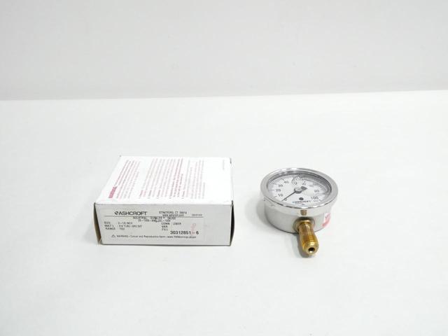 ASHCROFT 25-1009-AWL-02L-100 PRESSURE GAUGE 2-1/2IN 0-100PSI 1/4IN NPT