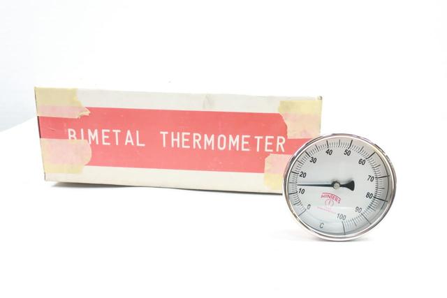 WINTERS 40120B30 4IN BIMETAL THERMOMETER 0-100C 1/2IN NPT 12IN