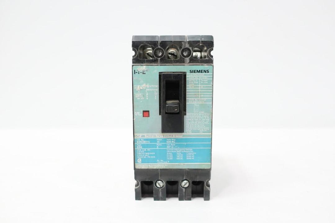 SIEMENS ED63B015 MOLDED CASE CIRCUIT BREAKER 3P 15A 600V-AC