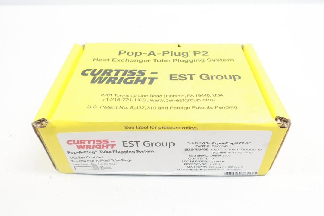BOX OF 10 CURTISS-WRIGHT P2-600-D POP-A-PLUG KIT 0.6IN