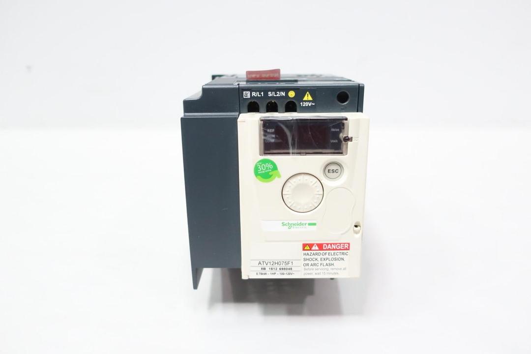 SCHNEIDER ATV12H075F1 VFD DRIVE 100-120V-AC 0-400HZ 220-240V-AC 1HP