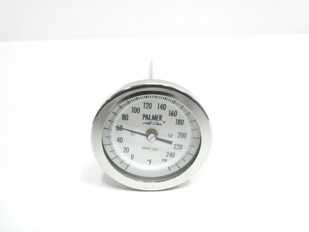 PALMER INSTRUMENTS 3BC BIMETAL THERMOMETER 3IN 12IN 0-250F 1/2IN NPT