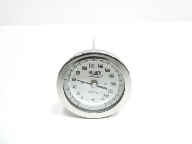 PALMER INSTRUMENTS 3BC BIMETAL THERMOMETER 3IN 12IN 0-250F 1/2IN NPT
