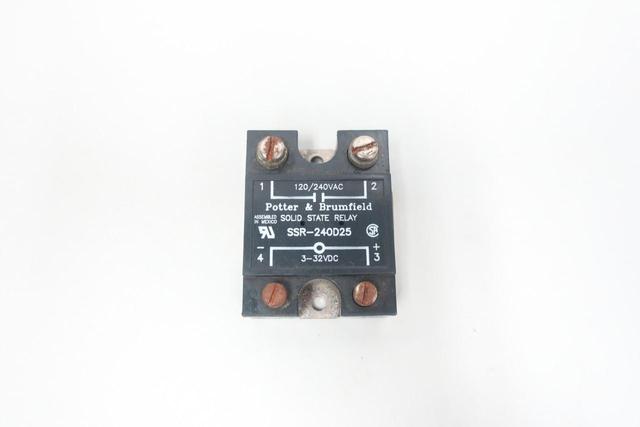 POTTER BRUMFIELD SSR-240D25 SOLID STATE RELAY 3-32V-DC 120/240V-AC