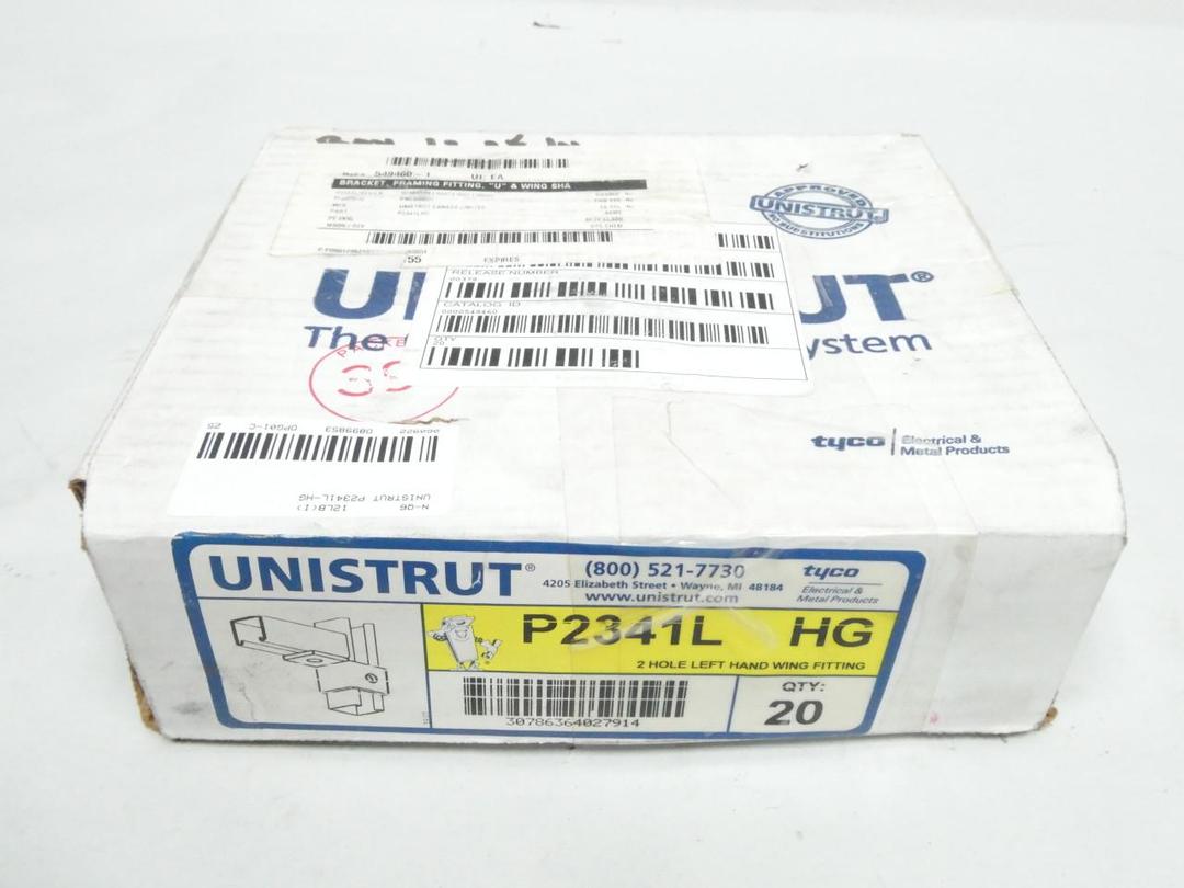 BOX OF 20 UNISTRUT P2341L-HG WING SHAPE FITTING