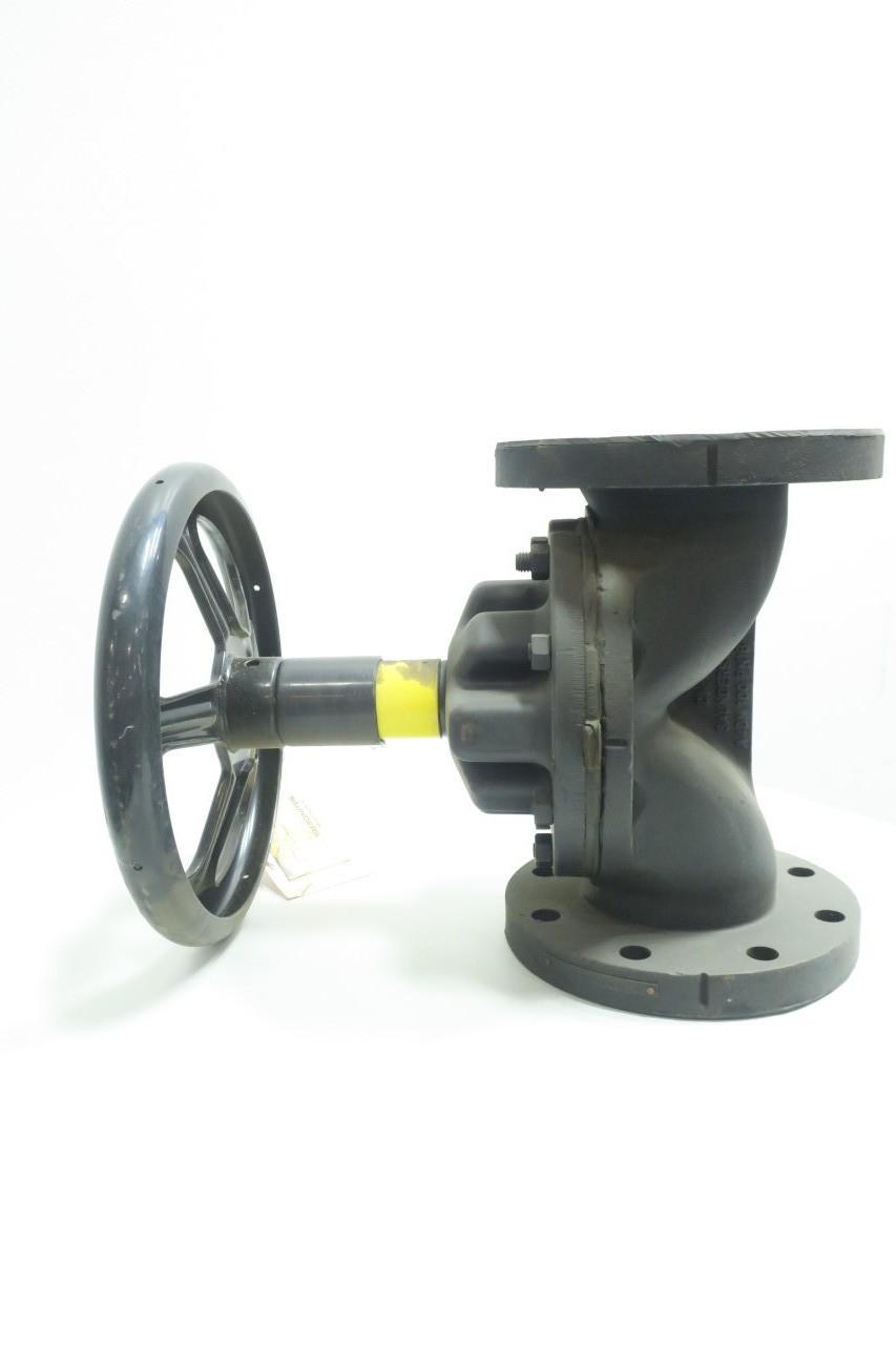 SAUNDERS 3X22-11-E-VL MANUAL IRON FLANGED DIAPHRAGM VALVE 4IN