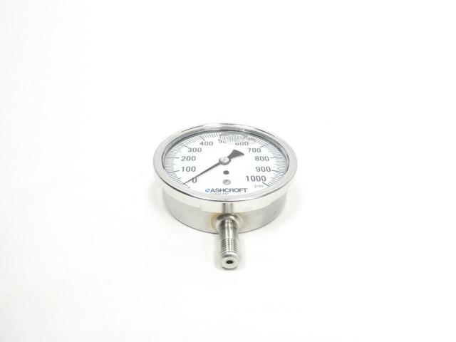 ASHCROFT 35-1009-SWL-02L-1000#-XFW PRESSURE GAUGE 3-1/2IN 0-1000PSI 1/4IN NPT