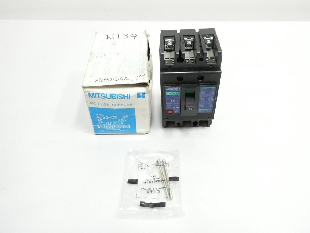 MITSUBISHI NF50-CW NO-FUSE BREAKER 3P 15A AMP 220V-AC
