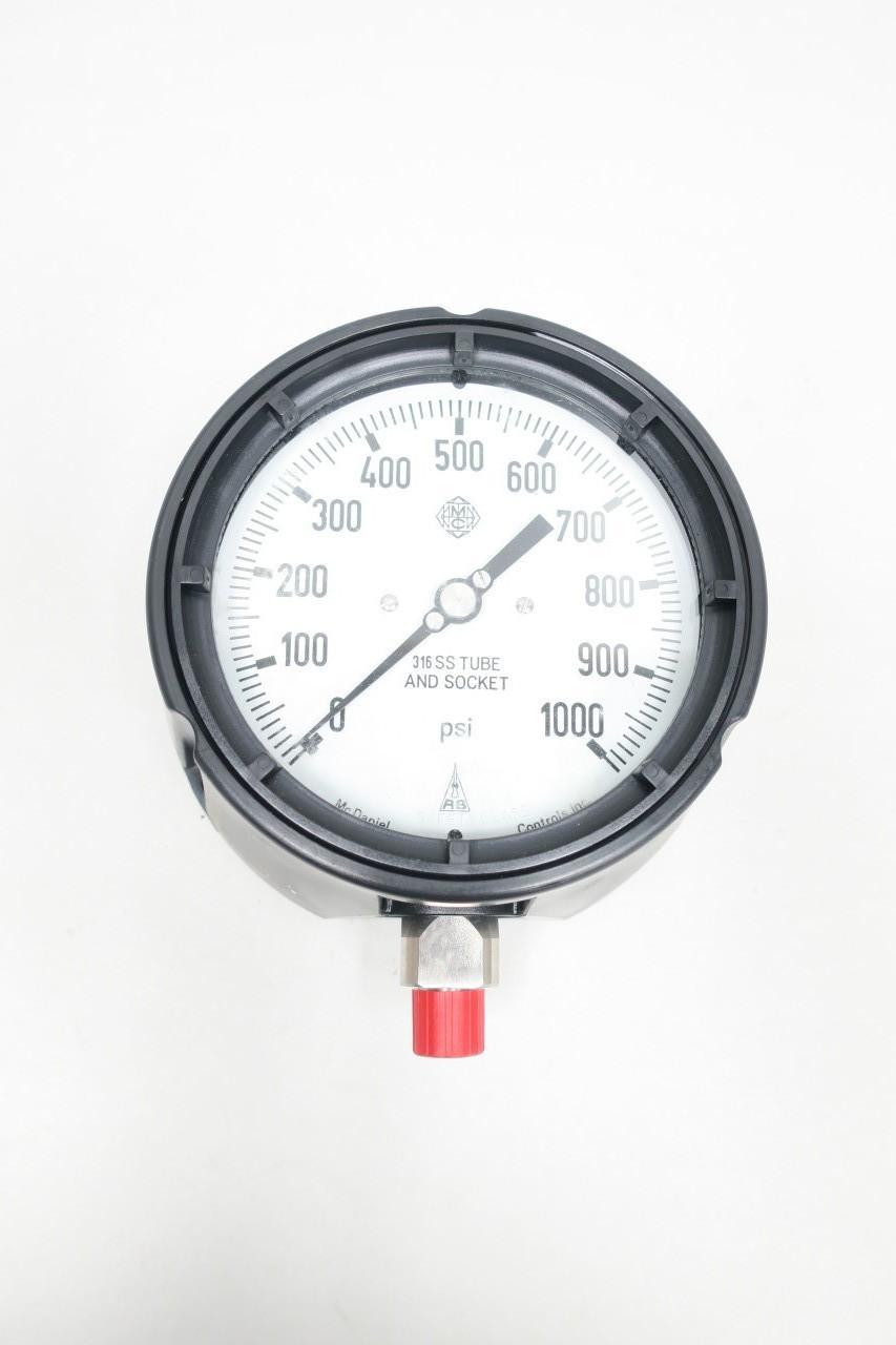 MCDANIEL CONTROLS MPB/SAK AB20215 PRESSURE GAUGE 4-1/2IN 0-1000PSI 1/4IN NPT