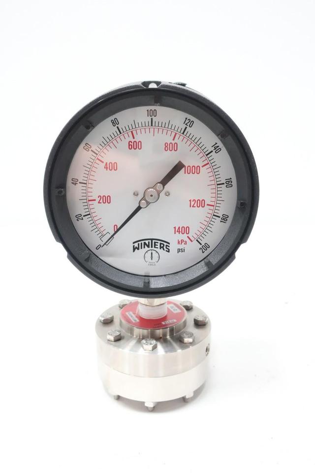WINTERS PPC5066-D70952,954-FL-D PRESSURE GAUGE 4-1/2IN 0-200PSI 1/2IN NPT