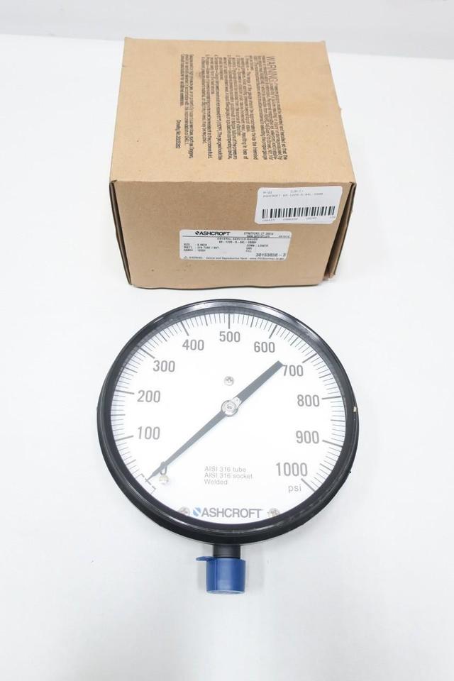 ASHCROFT 60-1220-S-04L-1000 PRESSURE GAUGE 6IN 0-1000PSI 1/2IN NPT