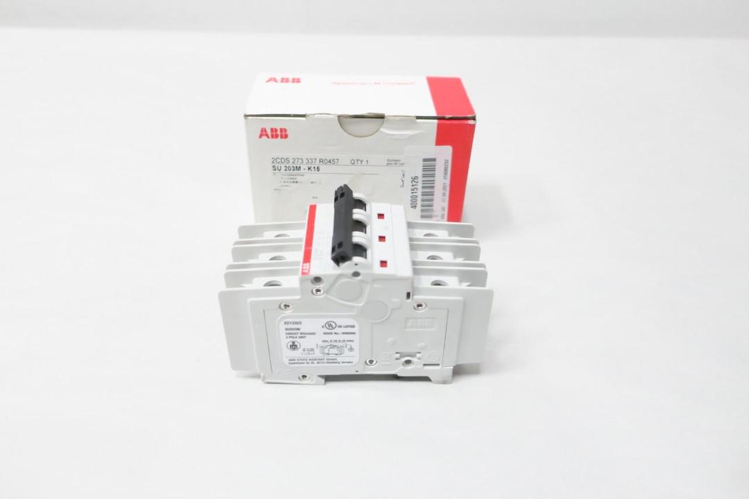 ABB SU203M-K15 2CDS 273 337 R0457 CIRCUIT BREAKER 3P 15A AMP 277/480V-AC