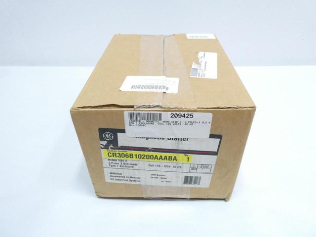GENERAL ELECTRIC GE CR306B10200AAABA SIZE 0 FULL VOLTAGE STARTER 115-120V-AC 5HP