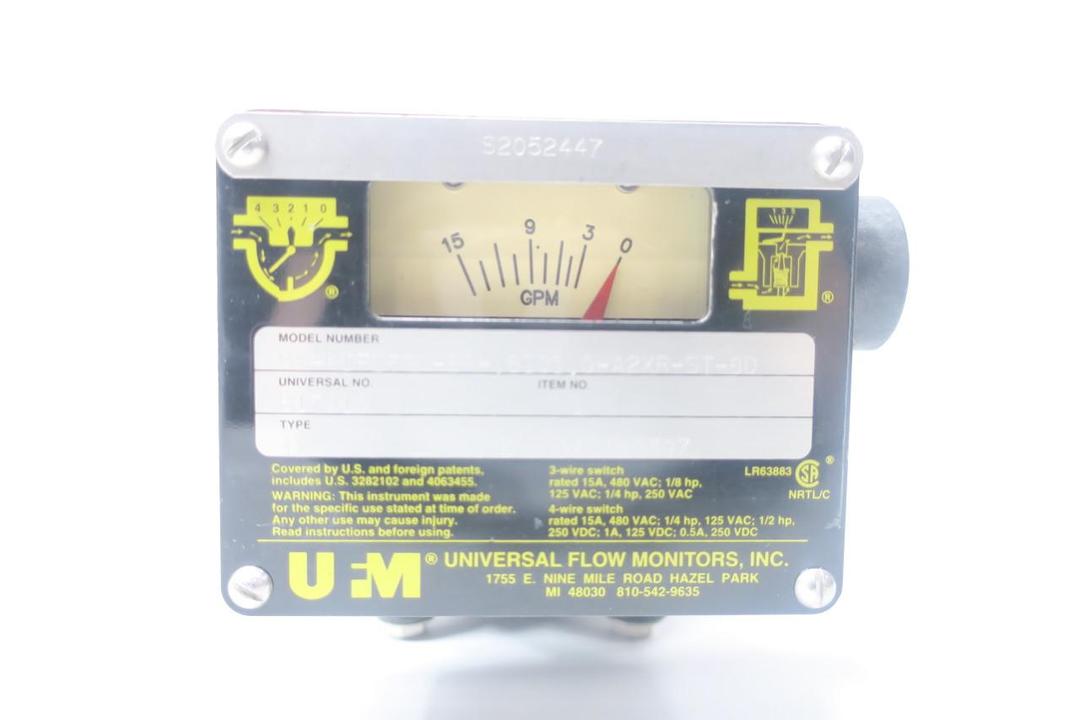 UFM MX-PIF15GM-8P-.81C1.0-A2XR-ST-8D VARIABLE AREA FLOW METER 0-15GPM