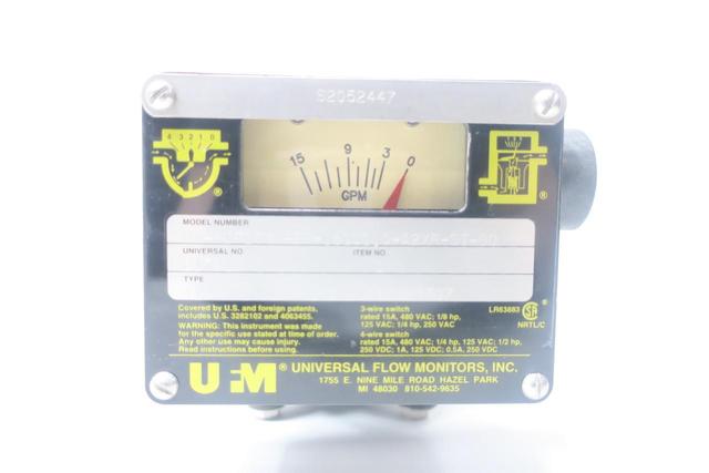 UFM MX-PIF15GM-8P-.81C1.0-A2XR-ST-8D VARIABLE AREA FLOW METER 0-15GPM