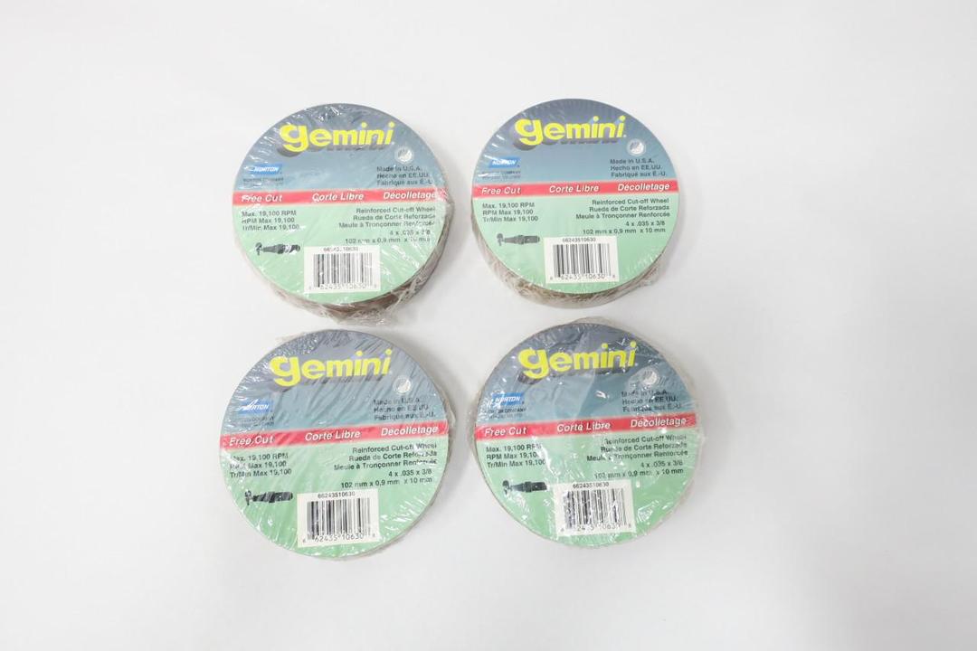 BOX OF 100 GEMINI 66243510630 CUT-OFF WHEEL 4IN X 0.035IN X 3/8IN