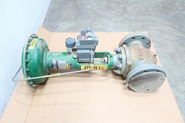 FISHER ET 657 SIZE 45 DVC6010 PNEUMATIC STEEL FLANGED CONTROL VALVE 4IN 600