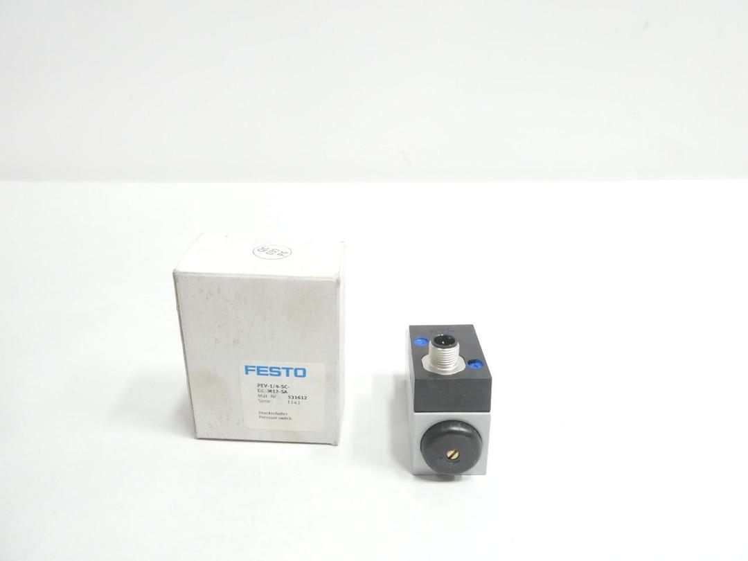 FESTO PEV-1/4-SC-OD-M12-SA 531612 PRESSURE SWITCH 15-175PSI 48V-AC/DC