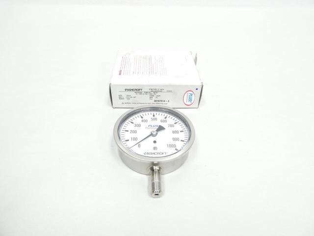 ASHCROFT 10-1008-S-02L-1000#-XLL PRESSURE GAUGE 100MM 0-1000PSI 1/4IN NPT