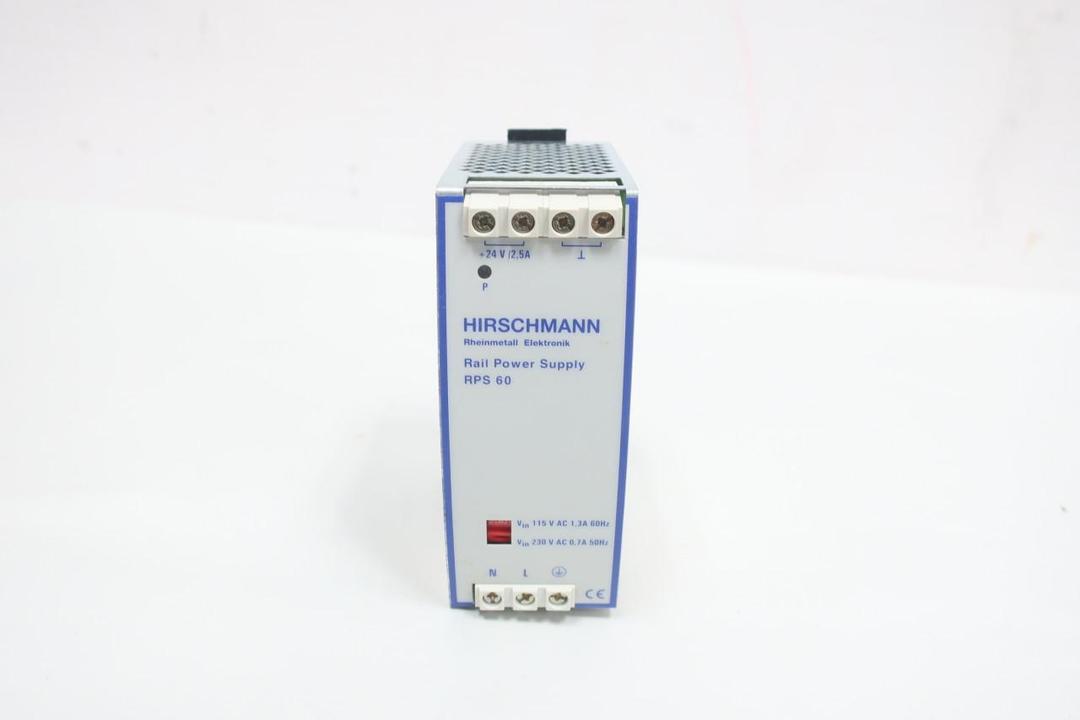 HIRSCHMANN RPS60 POWER SUPPLY 115/230V-AC 2.5A AMP 24V-DC