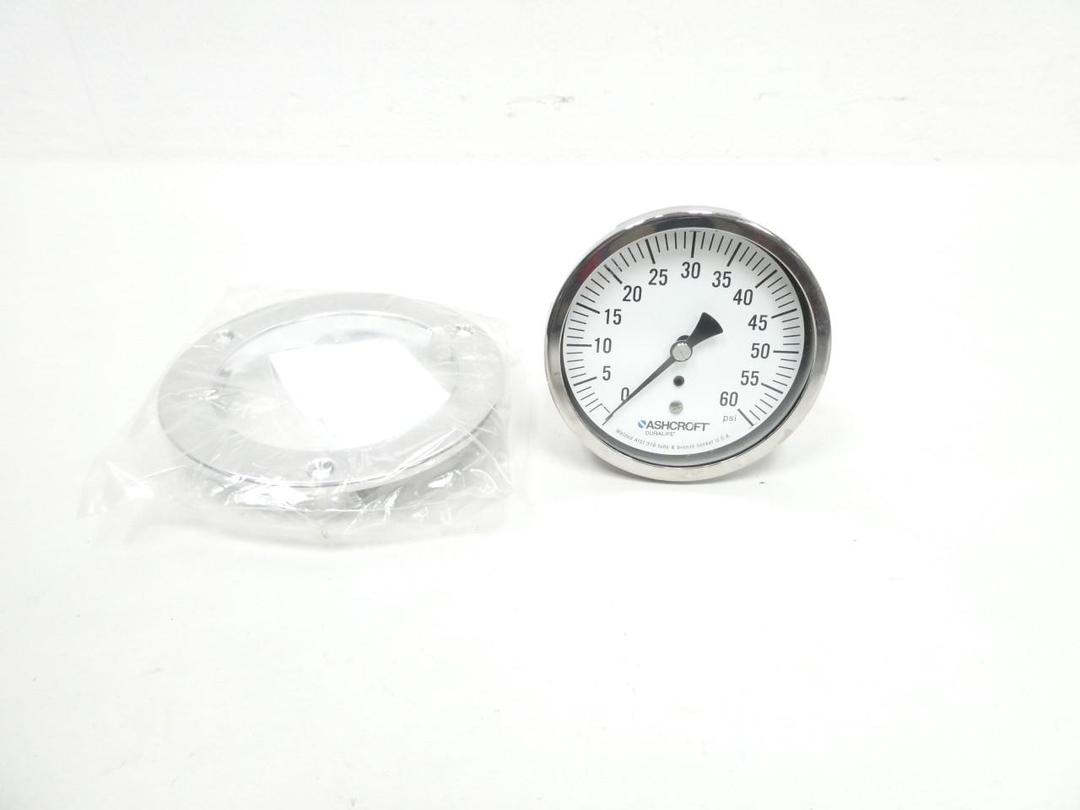 ASHCROFT DURALIFE PRESSURE GAUGE 3-1/2IN 0-60PSI 1/4IN NPT