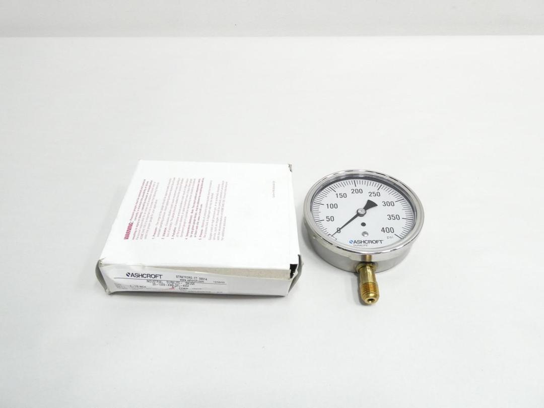 ASHCROFT 35-1009-AWL-02L-400# PRESSURE GAUGE 3.5IN 1/4IN NPT 0-400PSI