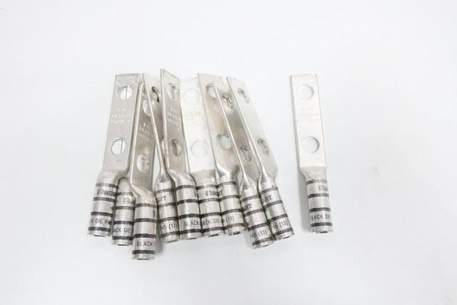 BOX OF 10 PANDUIT LCC2/0-12-X LONG BARREL TWO HOLE COPPER LUG