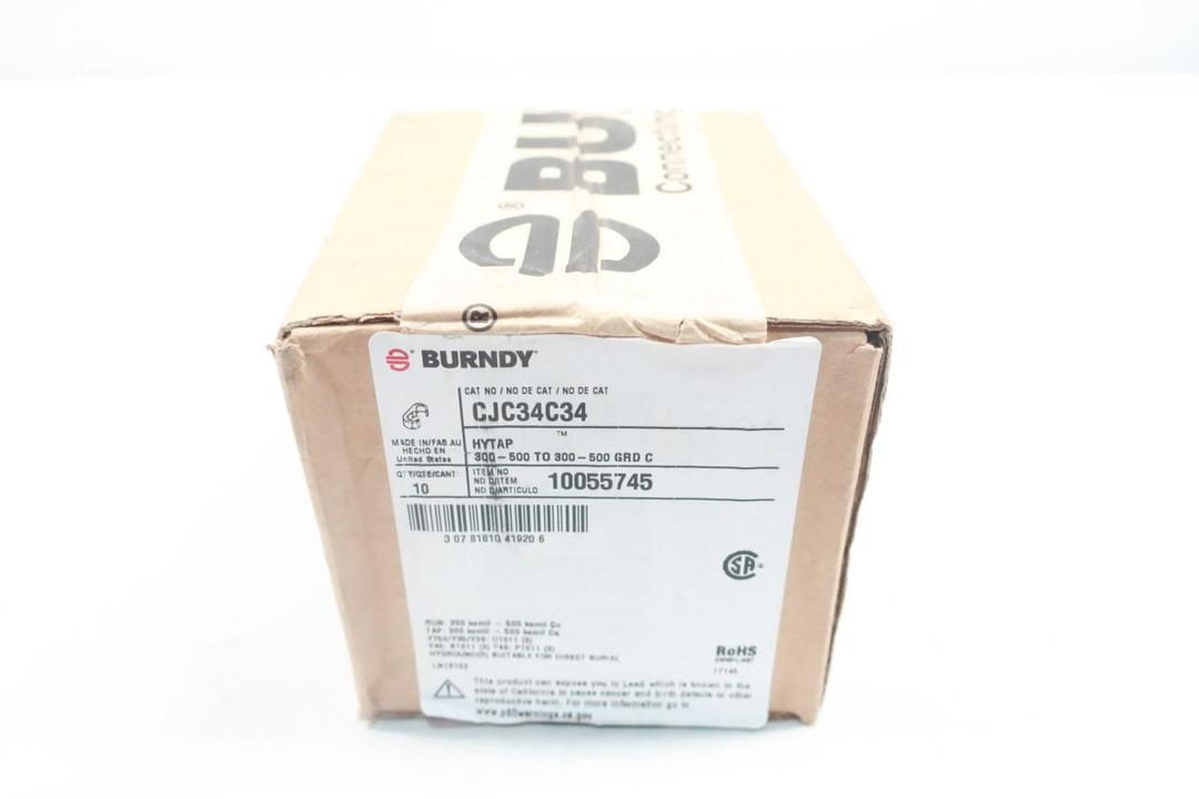 BOX OF 10 BURNDY CJC34C34 HYTAP GROUND CONNECTOR
