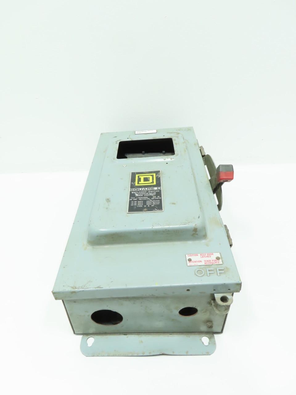 SQUARE D HU363AWK NON-FUSIBLE DISCONNECT SWITCH 3P 100A AMP 600V-AC