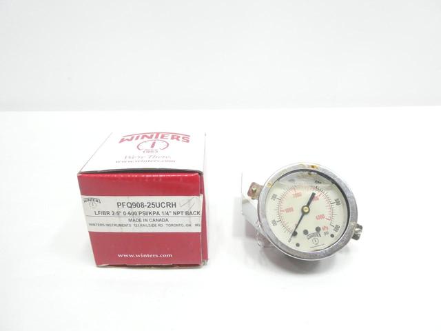 WINTERS PFQ908-25 PRESSURE GAUGE 2-1/2IN 1/4IN NPT 0-600PSI