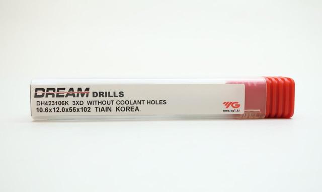 YG-1 DH423106K DREAM DRILL 10.6X12.0X55X102 3XD CARBIDE 10.6MM DRILL BIT