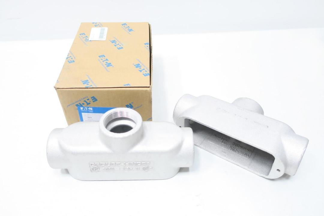 BOX OF 2 CROUSE HINDS TB59 CONDULET MARK 9 ALUMINUM CONDUIT OUTLET BODY 1-1/2IN
