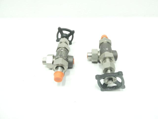 SET OF 2 M&M Q67 MANUAL STAINLESS LIQUID LEVEL GUAGE VALVE 3/4IN X 1/2IN NPT