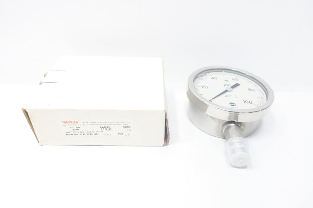 AMETEK 540L PRESSURE GAUGE 4IN 1/2IN NPT 0-100PSI