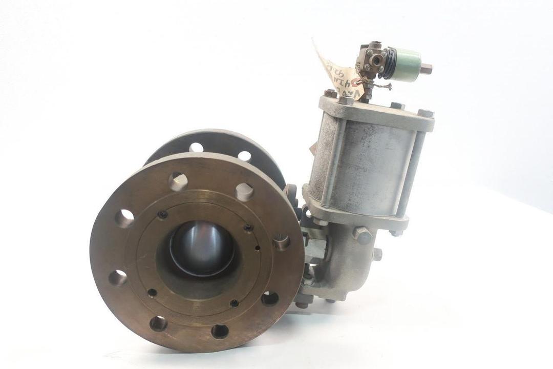 JAMESBURY DF30S14TT PNEUMATIC BRONZE FLANGED BALL VALVE 4IN