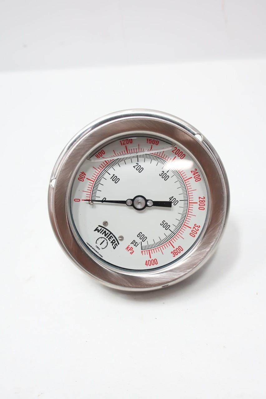 WINTERS 1098-FF-UC PRESSURE GAUGE 4IN 0-600PSI 1/4IN NPT