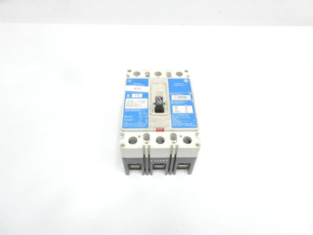WESTINGHOUSE FD3050 MOLDED CASE CIRCUIT BREAKER 3P 50A AMP 600V-AC