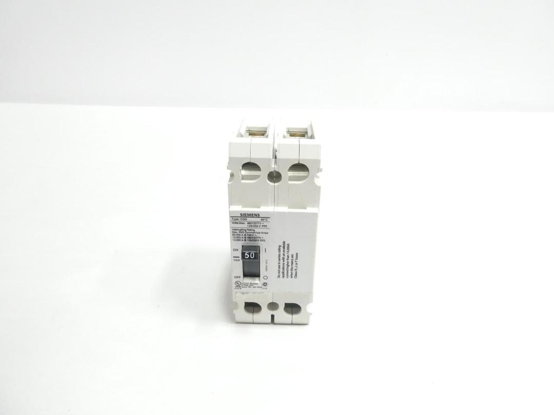 SIEMENS CQD250 MOLDED CASE CIRCUIT BREAKER 2P 50A AMP 277/480V-AC