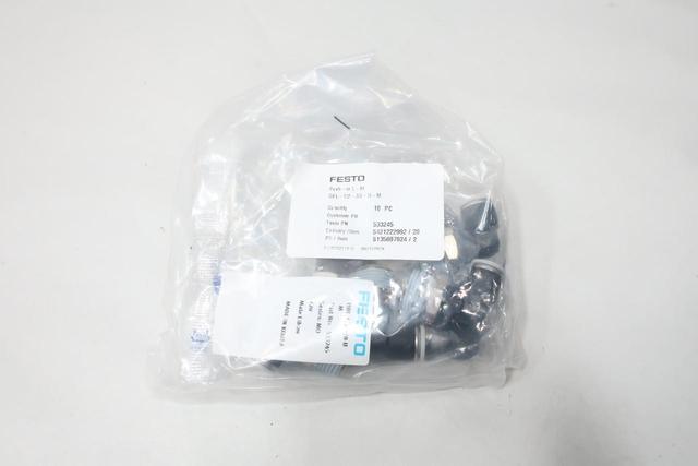 PACK OF 10 FESTO 533245 QBL-1/2-3/8-U-M PIPE ELBOW 1/2IN NPT 3/8IN TUBE