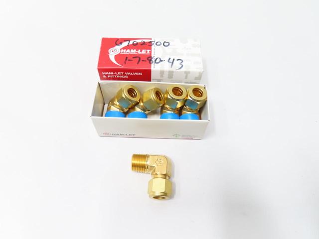 BOX OF 5 HAM-LET 769L BRASS PIPE ELBOW 1/2IN NPT 1/2IN TUBE