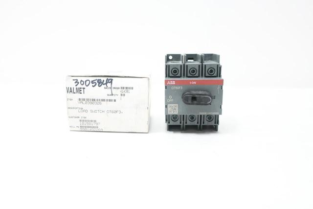 ABB OT60F3 NON-FUSIBLE DISCONNECT SWITCH 3P 60A AMP 600V-AC 250V-DC
