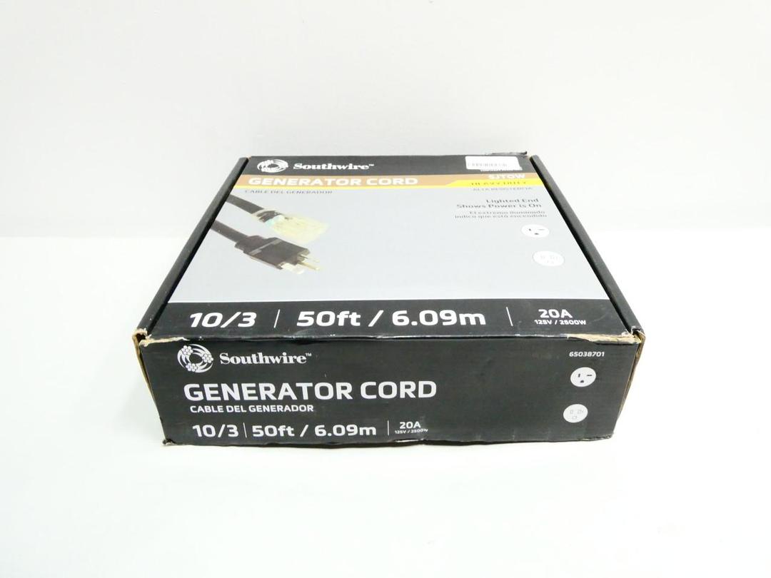 SOUTHWIRE SJTOW 64817801 GENERATOR CORD 125V 50FT