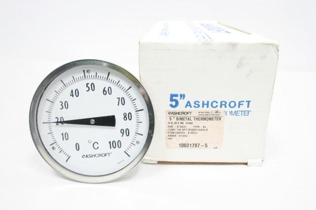 ASHCROFT 50EL60E060 0/100C BIMETAL THERMOMETER 5IN 6IN 0-100C 1/2IN NPT