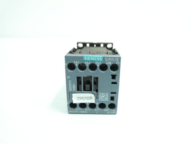 SIEMENS 3RT2017-1BB42 AC CONTACTOR 24V-DC 20A AMP 7.5HP