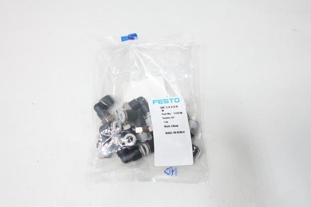 PACK OF 10 FESTO 533238 QBL-1/4-1/4-U-M MALE PIPE ELBOW 1/4IN NPT 1/4IN TUBE