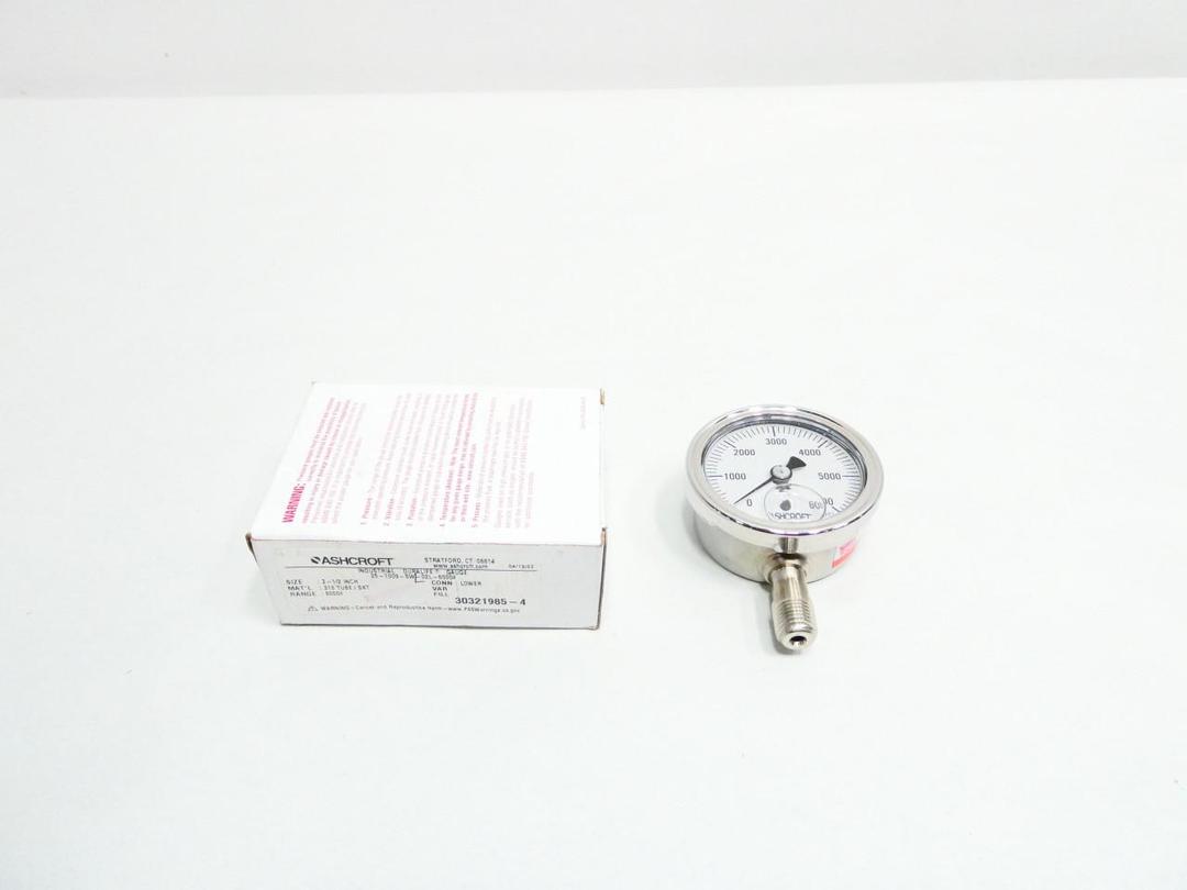 ASHCROFT 25-1009-SW-02L-6000# PRESSURE GAUGE 2-1/2IN 1/4IN NPT 0-6000PSI