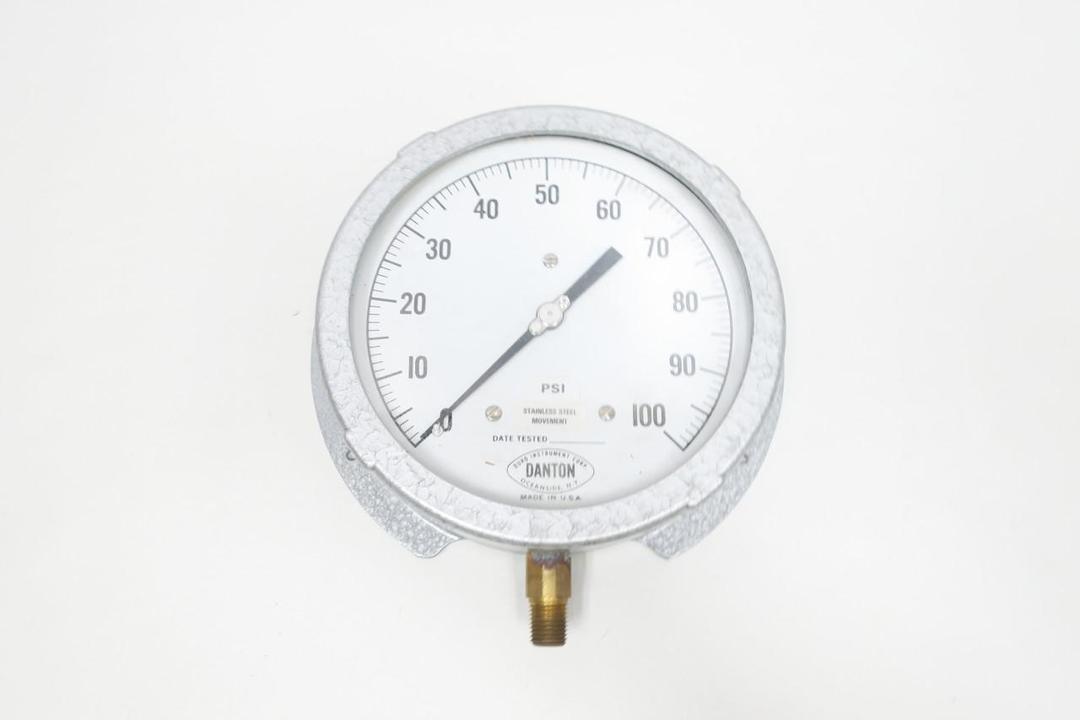 DANTON 202-B PRESSURE GAUGE 6IN 0-100PSI 1/4IN NPT